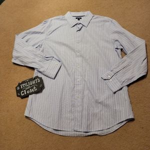 Apt 9 Dress Shirt Large Striped Blue White